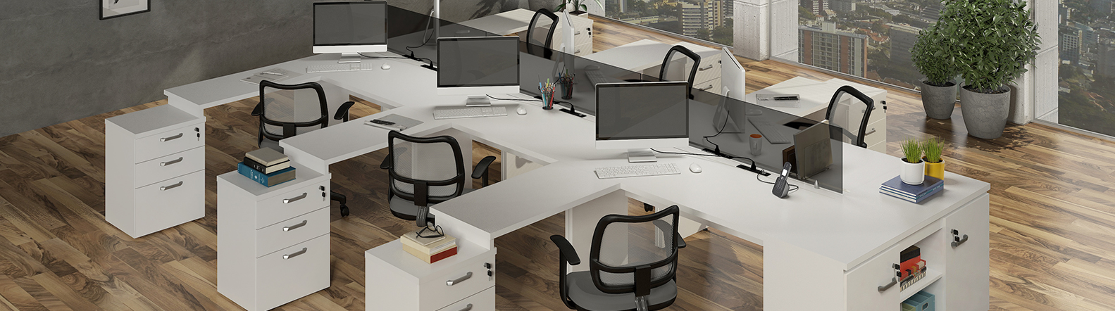 Ambientes modernos e funcionais- móveis e cadeiras escritório